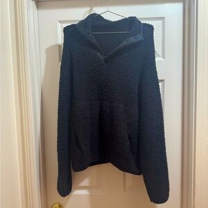 Skims Cozy Black Fleece Pullover